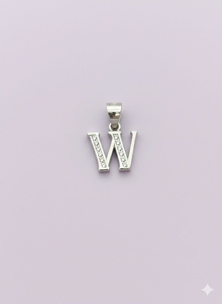 92.5 Elegant Silver Alphabet “W” Pendant
